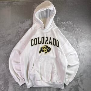 Colorado Buffaloes Hoodie White Fanatics NCAA Spellout Pullover Size L